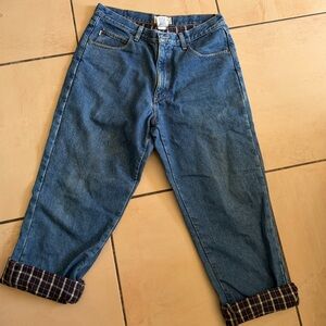 L.L. Bean Relaxed Blue Jeans with Checkered Cuffs